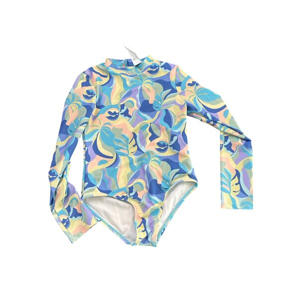 Billabong Kids Girl Multicolor Return to Paradise Surf Rashguard Bodysuit Size 8 - Picture 1 of 6
